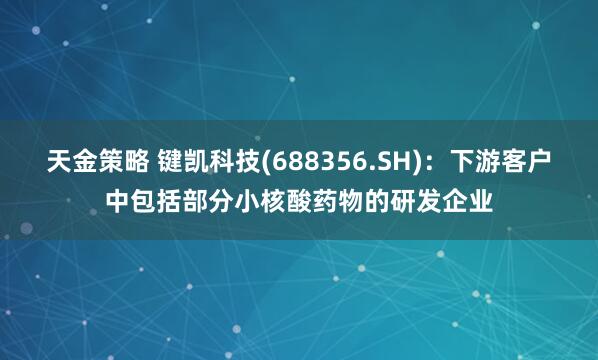 天金策略 键凯科技(688356.SH):下游客户中包括部分小核酸药物的研发企业