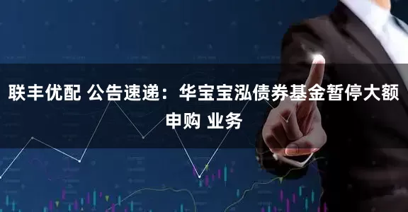 联丰优配 公告速递：华宝宝泓债券基金暂停大额申购 业务